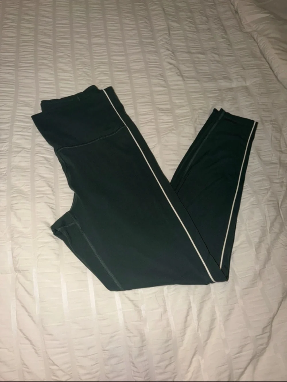 all in motion Dark Green Legging and Crop Top Set with White Stripe